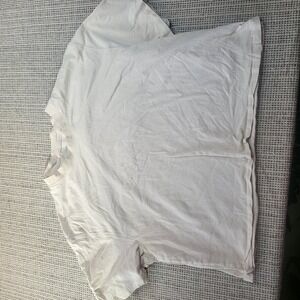 Fabletics Shirt Mens Large White Cropped Short Sleeve Crew Neck Tee Athletic